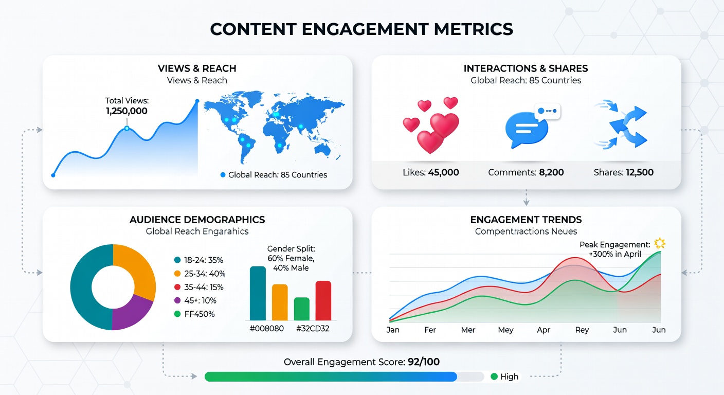 Content engagement infographic showing platform retention and interaction benchmark data